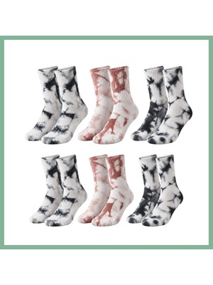 Bşk Virgo Unisex Batik Desenli Çorap 6'lı Set Pamuklu Uzun Soket Günlük Spor Nefes Alan Dikişsiz BSK2026