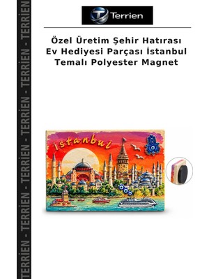 Terrien Özel Üretim Şehir Hatırası Ev Hediyesi Parçası Istanbul Temalı Polyester Magnet