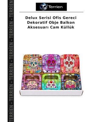 Terrien Delux Serisi Ofis Gereci Dekoratif Obje Balkon Aksesuarı Cam Küllük