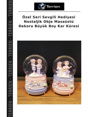 Terrien Özel Seri Sevgili Hediyesi Nostaljik Obje Masaüstü Dekoru Büyük Boy Kar Küresi