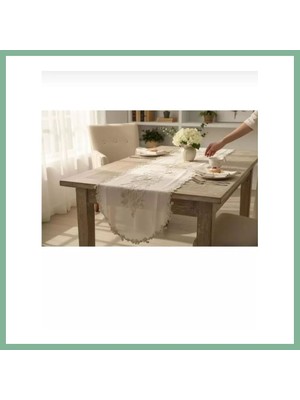 Bşk Virgo Masa Üzerine Runner, Masa Runneri Altın Simli Işlemeli Detaylı Simella 50 x 140 cm BSK2026