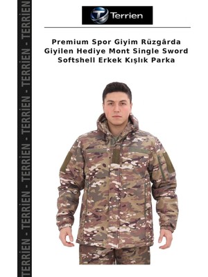 Terrien Premium Spor Giyim Rüzgârda Giyilen Hediye Mont Single Sword Softshell Erkek Kışlık Parka