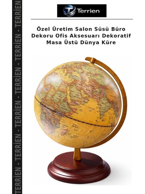 Terrien Özel Üretim Salon Süsü Büro Dekoru Ofis Aksesuarı Dekoratif Masa Üstü Dünya Küre