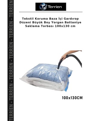 Terrien Tekstil Koruma Baza Içi Gardırop Düzeni Büyük Boy Yorgan Battaniye Saklama Torbası 100X130 cm