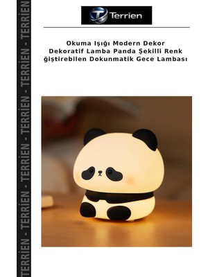 Terrien Okuma Işığı Modern Dekor Dekoratif Lamba Panda Şekilli Renk Ğiştirebilen Dokunmatik Gece Lambası