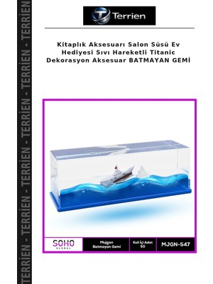 Terrien Kitaplık Aksesuarı Salon Süsü Ev Hediyesi Sıvı Hareketli Titanic Dekorasyon Aksesuar Batmayan Gemi