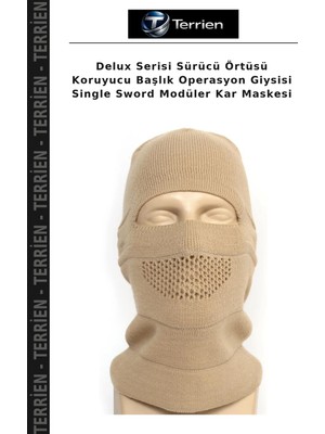 Terrien Delux Serisi Sürücü Örtüsü Koruyucu Başlık Operasyon Giysisi Single Sword Modüler Kar Maskesi