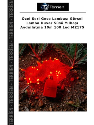 Terrien Özel Seri Gece Lambası Görsel Lamba Duvar Süsü Yılbaşı Aydınlatma 10M 100 LED MZ175