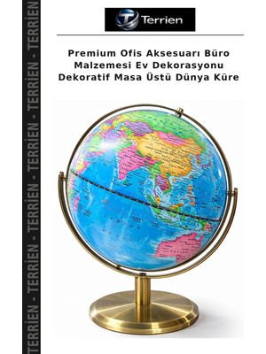 Terrien Premium Ofis Aksesuarı Büro Malzemesi Ev Dekorasyonu Dekoratif Masa Üstü Dünya Küre
