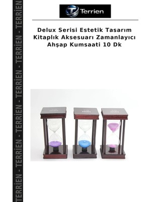 Terrien Delux Serisi Estetik Tasarım Kitaplık Aksesuarı Zamanlayıcı Ahşap Kumsaati 10 Dk