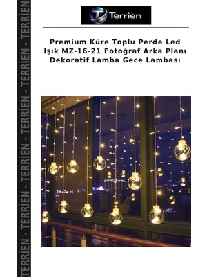 Terrien Premium Küre Toplu Perde LED Işık Mz-16-21 Fotoğraf Arka Planı Dekoratif Lamba Gece Lambası