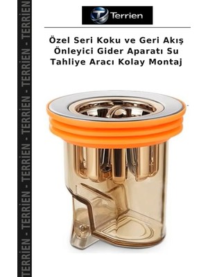Terrien Özel Seri Koku ve Geri Akış Önleyici Gider Aparatı Su Tahliye Aracı Kolay Montaj
