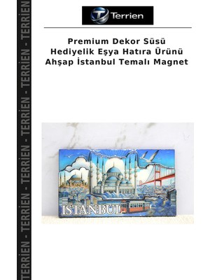 Terrien Premium Dekor Süsü Hediyelik Eşya Hatıra Ürünü Ahşap Istanbul Temalı Magnet
