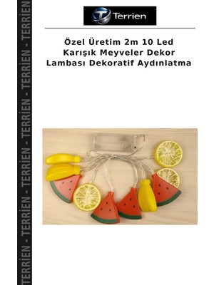 Terrien Özel Üretim 2m 10 LED Karışık Meyveler Dekor Lambası Dekoratif Aydınlatma