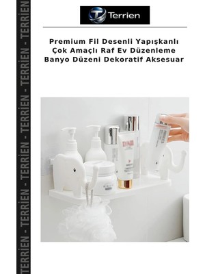 Terrien Premium Fil Desenli Yapışkanlı Çok Amaçlı Raf Ev Düzenleme Banyo Düzeni Dekoratif Aksesuar