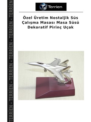 Terrien Özel Üretim Nostaljik Süs Çalışma Masası Masa Süsü Dekoratif Pirinç Uçak