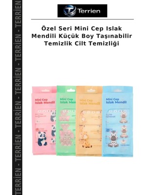 Terrien Özel Seri Mini Cep Islak Mendili Küçük Boy Taşınabilir Temizlik Cilt Temizliği
