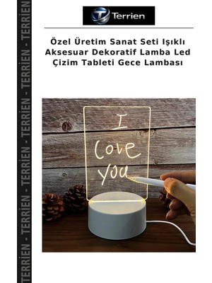 Terrien Özel Üretim Sanat Seti Işıklı Aksesuar Dekoratif Lamba LED Çizim Tableti Gece Lambası