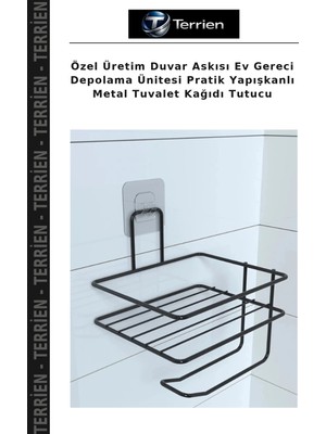Terrien Özel Üretim Duvar Askısı Ev Gereci Depolama Ünitesi Pratik Yapışkanlı Metal Tuvalet Kağıdı Tutucu