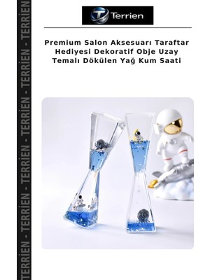 Terrien Premium Salon Aksesuarı Taraftar Hediyesi Dekoratif Obje Uzay Temalı Dökülen Yağ Kum Saati
