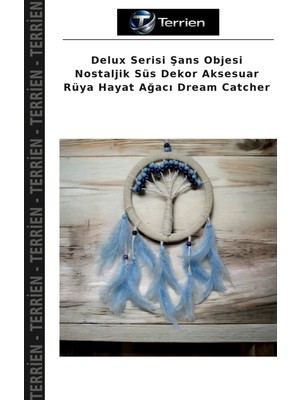 Terrien Delux Serisi Şans Objesi Nostaljik Süs Dekor Aksesuar Rüya Hayat Ağacı Dream Catcher