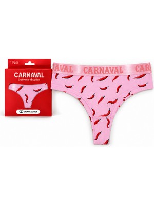 Carnaval Socks Acı Biber Desenli Kadın Brazilian Külot Pamuklu Likralı Pembe