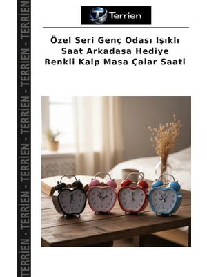 Terrien Özel Seri Genç Odası Işıklı Saat Arkadaşa Hediye Renkli Kalp Masa Çalar Saati