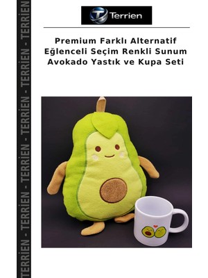 Terrien Premium Farklı Alternatif Eğlenceli Seçim Renkli Sunum Avokado Yastık ve Kupa Seti