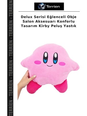 Terrien Delux Serisi Eğlenceli Obje Salon Aksesuarı Konforlu Tasarım Kirby Peluş Yastık
