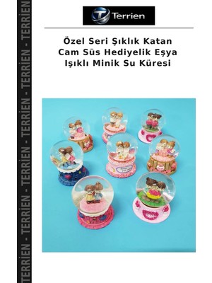 Terrien Özel Seri Şıklık Katan Cam Süs Hediyelik Eşya Işıklı Minik Su Küresi
