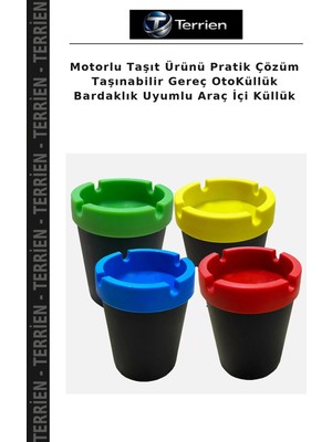 Terrien Motorlu Taşıt Ürünü Pratik Çözüm Taşınabilir Gereç Otoküllük Bardaklık Uyumlu Araç Içi Küllük