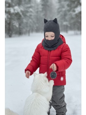 Meriç Bebe Kedi Kulaklı Kışlık Balaklava Bebek Bere Kar Maskesi