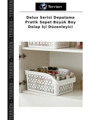 Terrien Delux Serisi Depolama Pratik Sepet Büyük Boy Dolap Içi Düzenleyici