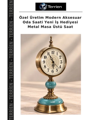 Terrien Özel Üretim Modern Aksesuar Oda Saati Yeni Iş Hediyesi Metal Masa Üstü Saat