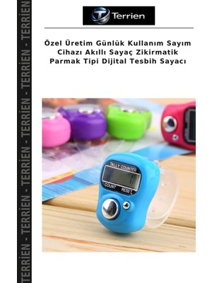Terrien Özel Üretim Günlük Kullanım Sayım Cihazı Akıllı Sayaç Zikirmatik Parmak Tipi Dijital Tesbih Sayacı