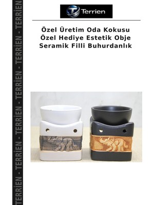 Terrien Özel Üretim Oda Kokusu Özel Hediye Estetik Obje Seramik Filli Buhurdanlık