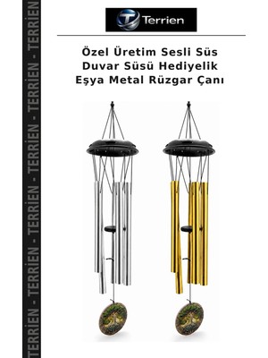 Terrien Özel Üretim Sesli Süs Duvar Süsü Hediyelik Eşya Metal Rüzgar Çanı