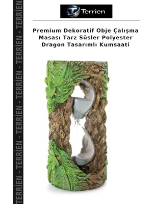 Terrien Premium Dekoratif Obje Çalışma Masası Tarz Süsler Polyester Dragon Tasarımlı Kumsaati