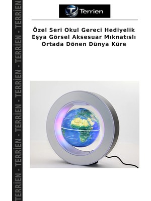 Terrien Özel Seri Okul Gereci Hediyelik Eşya Görsel Aksesuar Mıknatıslı Ortada Dönen Dünya Küre