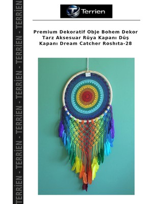 Terrien Premium Dekoratif Obje Bohem Dekor Tarz Aksesuar Rüya Kapanı Düş Kapanı Dream Catcher Roshıta-28