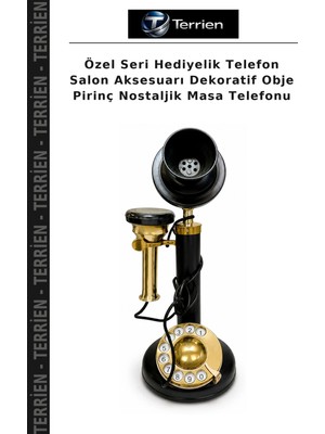 Terrien Özel Seri Hediyelik Telefon Salon Aksesuarı Dekoratif Obje Pirinç Nostaljik Masa Telefonu