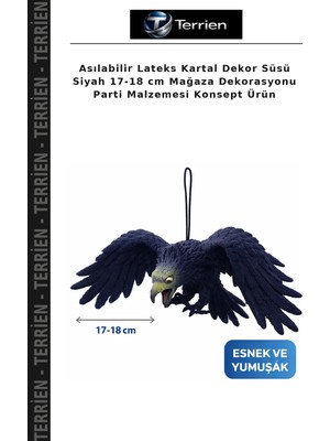 Terrien Asılabilir Lateks Kartal Dekor Süsü Siyah 17-18 cm Mağaza Dekorasyonu Parti Malzemesi Konsept Ürün
