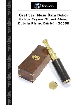 Terrien Özel Seri Masa Üstü Dekor Hatıra Eşyası Objesi Ahşap Kutulu Pirinç Dürbün 2005B