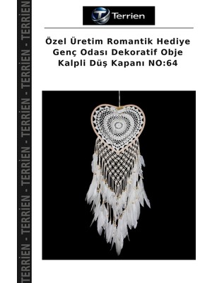 Terrien Özel Üretim Romantik Hediye Genç Odası Dekoratif Obje Kalpli Düş Kapanı No:64