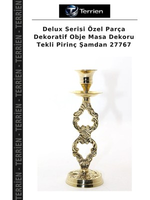 Terrien Delux Serisi Özel Parça Dekoratif Obje Masa Dekoru Tekli Pirinç Şamdan 27767