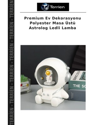 Terrien Premium Ev Dekorasyonu Polyester Masa Üstü Astrolog Ledli Lamba