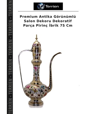 Terrien Premium Antika Görünümlü Salon Dekoru Dekoratif Parça Pirinç Ibrik 75 cm