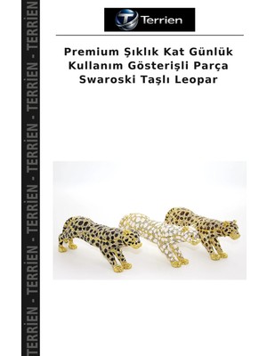 Terrien Premium Şıklık Kat Günlük Kullanım Gösterişli Parça Swaroski Taşlı Leopar
