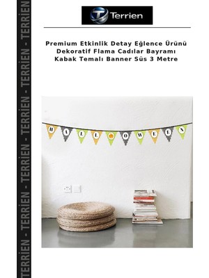 Terrien Premium Etkinlik Detay Eğlence Ürünü Dekoratif Flama Cadılar Bayramı Kabak Temalı Banner Süs 3 Metre