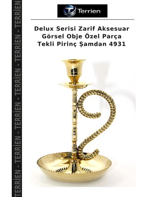 Terrien Delux Serisi Zarif Aksesuar Görsel Obje Özel Parça Tekli Pirinç Şamdan 4931